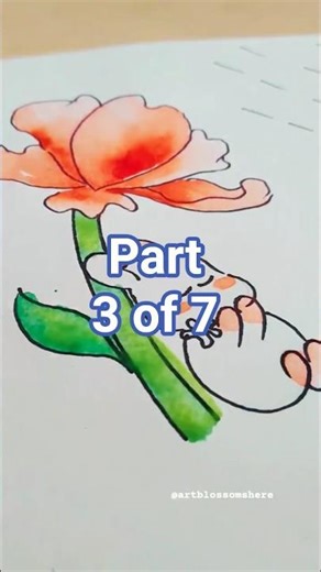 3 of 7 | #kawaii #rabbit #love #cute #bunny #watercolor #art #painting #flower #🐇 #artlover #shorts