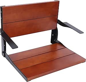 Folding Shower seat Wall Mounted, 22 inch Folding Shower seat with Back and arms, fold Down Shower seat, Foldable Shower seat, fold up Shower seat (Large Product : with ARMS)
