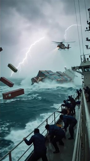 Massive Storm Swallows Cargo Ship Caught on Camera | #storm #disaster #viralshort #shipstorm #shorts