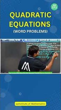 Quadratic Equations (Word Problems) | Lecture 5 | Class 10 Maths | Sunder Sir