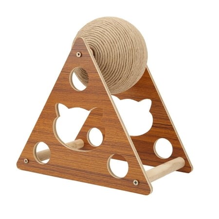 Ball Cat Scratcher Toy Interactive Wood Natural Sisal Cat Scratching Ball for Cats and Kittens - Walmart.ca