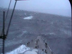 Huge waves ; Dutch navy ship during transit on the atlantic ocean