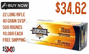 Armscor 22 Long Rifle 40 Grain SVSP 500 Rounds $34.62 FREE S&H CODE