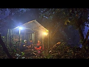 Camping in the pouring rain. Fishing and cooking. In the wild, Bushcraft
