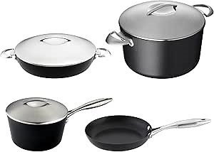SCANPAN Professional 7-Piece Cookware Set - Easy-to-Use Nonstick - Dishwasher, Metal Utensil & Oven Safe - Made in Denmark