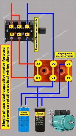 Dual-Capacitor Motor Forward/Reverse Wiring | Forward/Reverse Switch Wiring