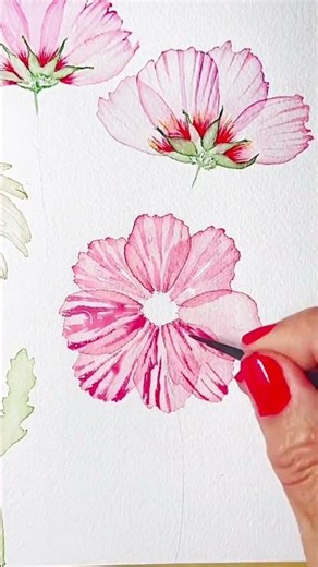 Easy Pink Watercolor Flower Painting | Step-by-Step Floral Art Tutorial#viralvideo#video #viralshort