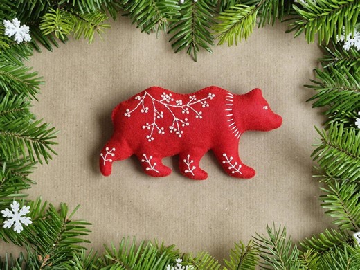 Felt Bear Ornament Sewing Pattern: Scandinavian Christmas Decor (PDF/SVG) - Etsy
