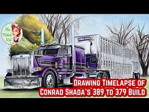 Colored Pencil Truck Drawing Timelapse of Conrad Shada’s Peterbilt 389 to 379 Build
