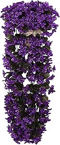 Hanging Flowers for Decoration，Vivids Artificial Hanging Orchid Bunch Hanging Flowers Artificial Violet Flower Wall Wisteria Basket Hanging Garland (Purple)