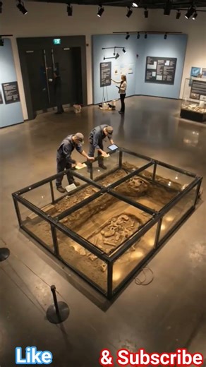 Walking over a real dinosaur fossil? 🦖✨ This museum floor is next level!#Dinosaur #Fossil #Museum