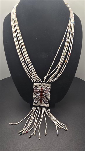 Vintage Native American Beaded Necklace - Multi-strand Seed Bead Butterfly Design - Etsy
