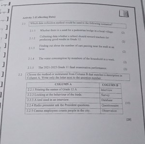 Activity 2 (Collecting Data)2.1 \square Which data collection ... | Filo