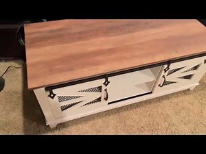 OKD 48'' Coffee Table with Storage & Sliding Barn Doors, Farmhouse & Industrial Cocktail Table Revie