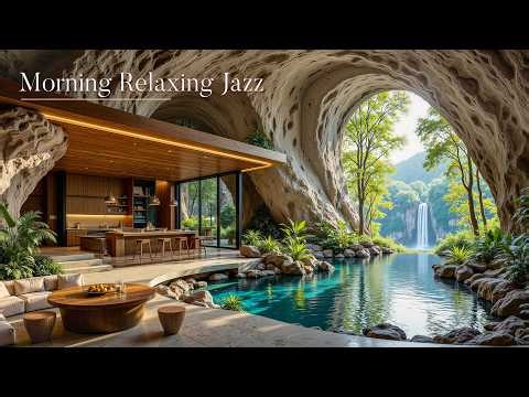 Peaceful Morning Jazz in Nature Cave Living Room | Calm Nature Jazz Music to Heal & Relieve Stress