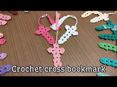 Crochet cross bookmark