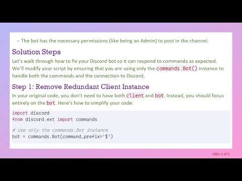Fixing Your Discord Bot Command Issues: A Guide to Making it Respond