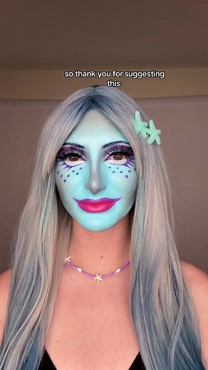 Our Sunset Makeup monster high Lagoona makeup look 🐚 #cosplaymakeup #cosplay #cosplayfoundations #colorfulfoundation #coloredfoundation #sunsetmakeup #monsterhigh #monsterhighmakeup #lagoonablue #makeuptransformation #bluefoundation #whitefoundation #blackfoundation
