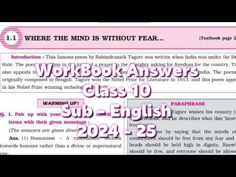 Class 10th English Chapter 1.1 Where The Mind Is Without Fear Navneet Digest Solutions | MH Board