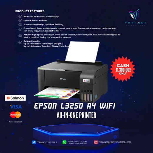 EPSON L3250 A4 wifi All-in-One Printer 💬For inquiries, please drop a message on our page. m.me/ToplaneComputers Visit us here at Toplane Computers We are located at Unit C, CRS Bldg., Block 2, Lot 4, Avida Town Center Sta. Catalina, Brgy. Salawag, Dasmarinas, Cavite, 4114 We are directly across THE DISTRICT MALL, Dasmarinas. Just search for "TOPLANE COMPUTERS" in both WAZE and GOOGLE MAPS :) #Epson #epson | Toplane Computers