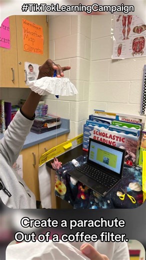 Create a parachute 🪂 out of a coffee filter. #shortsfeed #trending #shorts #stem #stemeducation