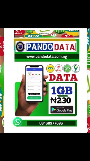 #PANDODATA *ALL NETWORK IS AVAILABLE AND GOING PERFECTLY👌* 🟡MTN SME DATA✅ 🟨MTN SME2 DATA✅ 🔶MTN CG DATA✅ 🔵MTN DATA SHARE✅ 🛑AIRTEL DATA (CG AND AWOOF) 🟢GLO CG DATA✅ ⚫9MOBILE CG DATA✅ Download app 👇 https://play.google.com/store/apps/details?id=com.pandodataappvtu.app *Browser* https://pandodata.com.ng #nigeria #kano #lagos#datareseller