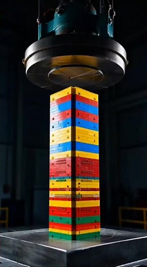 🧱 500-piece Lego tower vs hydraulic press! Watch every brick explode in satisfying slow motion.🔨💥