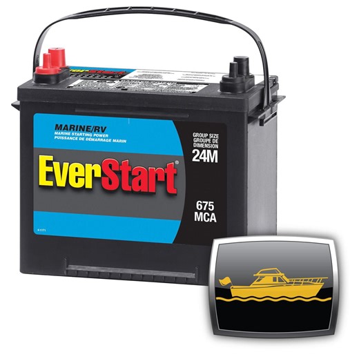 EverStart MARINE 24M-625N, 12 Volt, Marine Starting Battery, Group Size 24, 675 MCA, EverStart, Marine Battery - Walmart.ca