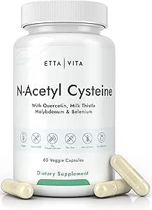 Vegan Liver Detox & Cleanse - NAC Supplement N-Acetyl Cysteine 600mg with Quercetin, Milk Thistle, Molybdenum & Selenium, N-Acetyl-Cysteine Capsules for Immune Support, Respiratory & Brain Health