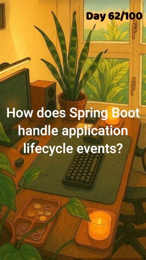<𝘾𝙊𝘿𝙀 🅵𝙊𝙍 𝘾𝙊𝘿𝙀𝙍𝙎/> on Instagram: "Day 62/100: Understanding Spring Boot's approach to application lifecycle events #100dayschallenge #interview"