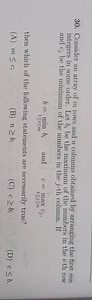 Consider an array of m rows and n columns obtained by arranging... | Filo