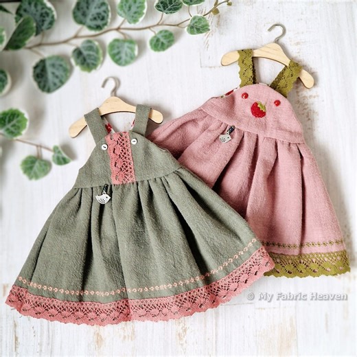 Doll Dress, Linen Pinafore, Easy PDF Sewing Pattern for 40cm / 16" Stuffed Animal Toys With Step-by-step Photo-tutorial by My Fabric Heaven - Etsy