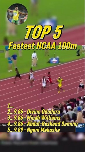 Top 5 Fastest Men's 100m Performances in NCAA College History!