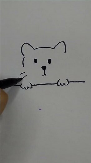 How to Draw a Cute Cat Peeking Over an Edge | Easy Drawing Tutorial #doodle #doodler #drawing