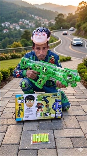 Ultimate Ben 10 Mask & Gun Set! #automobile #funny 🔫👽💥