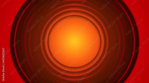 An abstract representation of a circular pattern with thick curved lines arranged in a concentric pattern. The bright orange center adds depth and focal point