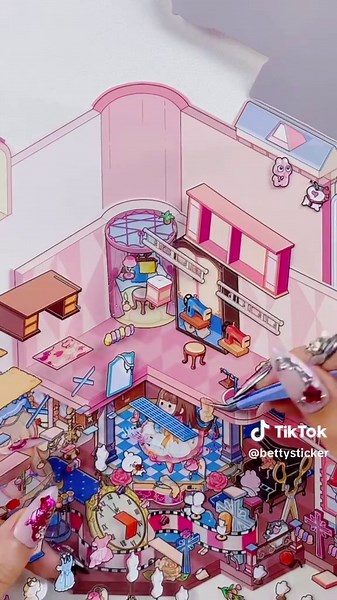 ASMR “Lolita Dollhouse” 3D Sticker—click my bio & get the same one! 🛍️ #asmr #relax #satisfying #sticker #diy