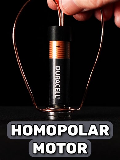 Battery Motor Spins With Just Magnets #physics #scienceexperiments #diy Only need 3 things for this fun science project to learn about electricity, magnetism and the combined force of electromagnetism, in this case called the Lorentz Force that makes the copper wire spin around the battery and magnets. Just be careful the wire and battery are creating a short and will get hot after a little time spinning.