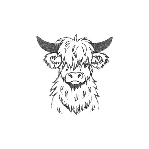 Highland Cow Silhouette Machine Embroidery Design, 16 Size, Highland Cow Embroidery Design, Highland Cow Head Sketch Embroidery, Bx Included - Etsy
