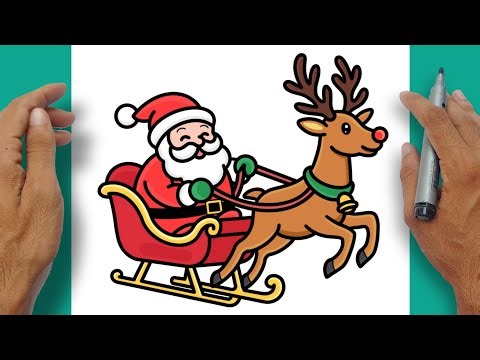 How to Draw SANTA CLAUS in his SLEIGH with REINDEER | Christmas Drawing Tutorial