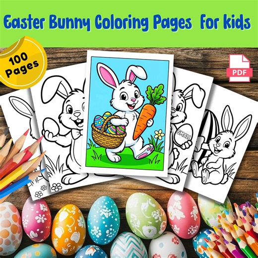 100x Easter Bunny Coloring Pages for Kids | Printable Easter Activity Book | Huge Adorable Bunny Coloring Sheets Digital Download - Etsy