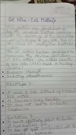 BCG Matrix and GE nine- cell Matrix