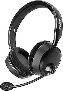 IFECCO Wireless Headset with Microphone for PC - Bluetooth V5.3 Headphones with Noise Cancelling Microphone,60H Work Time Wireless Headset with Mic Mute for Computer/Laptop/PC/Cell Phone/Zoom/Skype