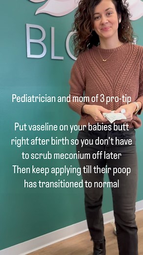 If you’ve had a newborn you know how sticky meconium (the first poop that’s tar like) can be! It’s also so hard to get off their fresh skin! Putting Vaseline or something similar on their bottoms right after birth can make removing that meconium so much easier! Share with anyone having a baby soon to save them the struggle! #parenting #gentleparenting #parentingtips #breastfeeding #parentingwithpurpose #lactationtips #parenthood #parentsupport #momlife #dadlife #kidhealth #healthykids #pediatric