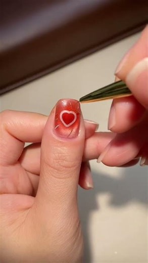 Glowing Heart Nail Art ❤️✨ Easy Aura Nail Design Tutorial | Cute Viral Nails #nailart #heartnails