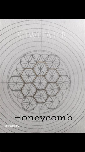 Shweta K R on Instagram: "#tutorial on another sacred geometry symbol Honeycomb Join my Sacred Geometry #workshop starting 2nd Feb 2026. DM me for details. This tutorial is part of my 30 Days Mandala Challenge Season 4 #30days_mandala_challenge"