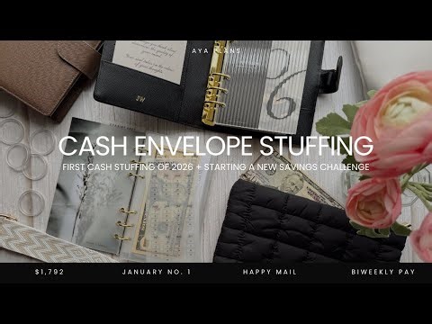 CASH ENVELOPE STUFFING | first stuffing of 2026 & savings challenges 💸✨ | january no. 1 | $1,792
