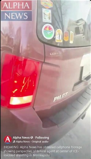Alpha News just shared the video from a cell phone held in the left hand of the ICE agent who was hit by the vehicle in this week's confrontation in Minneapolis. The woman's wife exited the car to film the staged confrontation between the driver and ICE agents as they tried to push the driver's stuck vehicle. From the video, you can hear the ICE agent being struck by the car. | Jeremy Munson
