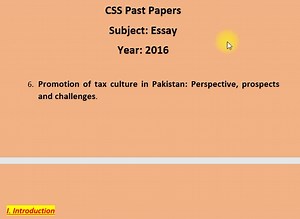 6.PROMOTION OF TAX CULTURE IN PAKISTAN | ENGLISH ESSAY | PAPER 2016 |...
