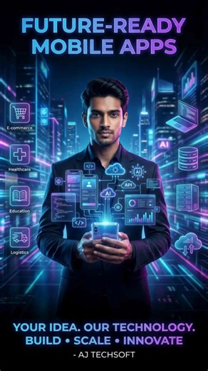 AJ TECHSOFT on Instagram: "🚀 We Build Smart Digital Solutions That Scale Businesses From idea to launch — AJ TechSoft delivers end-to-end mobile app development, enterprise IT solutions, and job-oriented training. 💡 What we do: ✔️ Android, iOS & Cross-Platform Apps ✔️ Real-world sample apps – Supermarket, Parking, Booking & More ✔️ Enterprise-ready backend & cloud solutions ✔️ App Store & Play Store publishing support ✔️ Maintenance, monitoring & long-term IT support 🎓 Wa